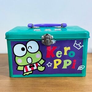 Rare Vintage 1996 Sanrio Keroppi Frog Metal Storage Tin Lunch Box